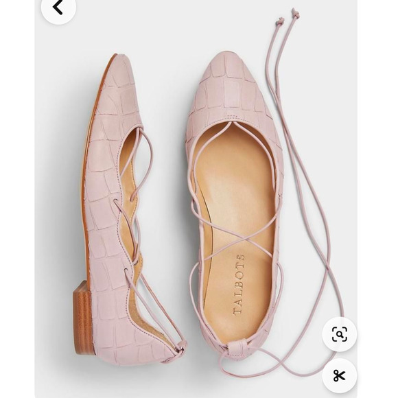 Talbots Ankle-Strap Flats Women 8 Baby Pink Embossed Leather Coquette Barbiecore - Picture 1 of 8